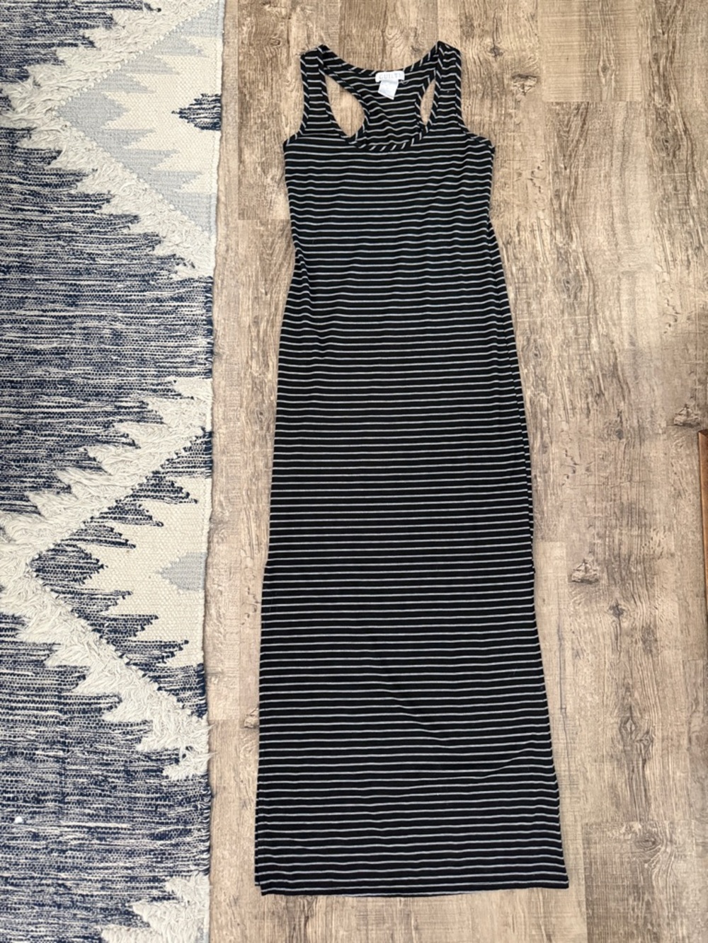 Striped Racerback Maxi Dress - Black/White